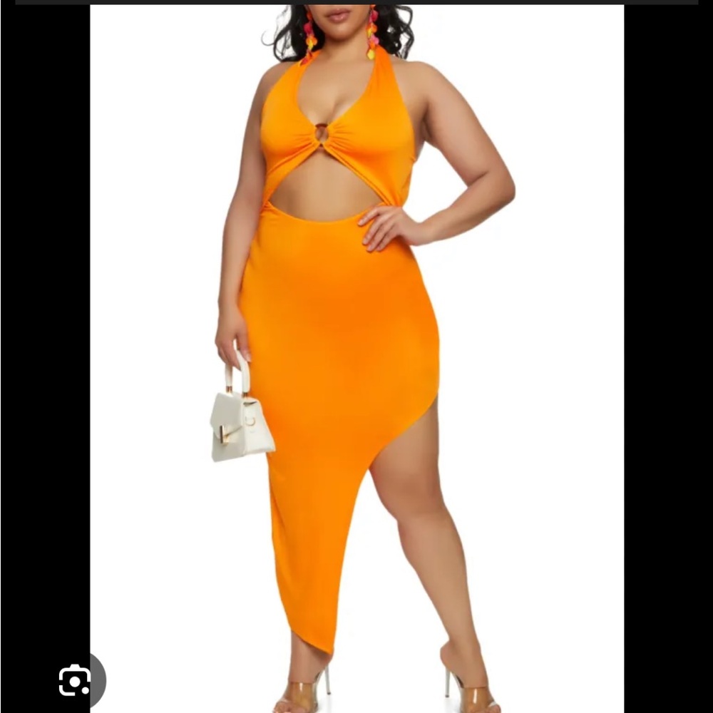 ALMOST FAMOUS Womens Orange Jersey Knit Sleeveless Body Con Dress